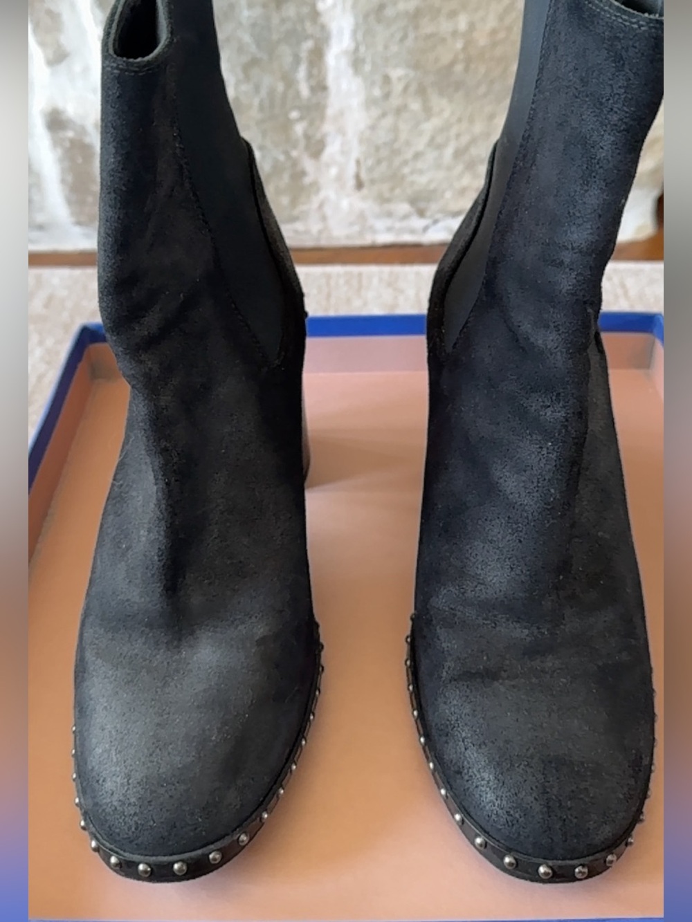 rag & bone Black Suede Ankle Booties with Stretch Panels